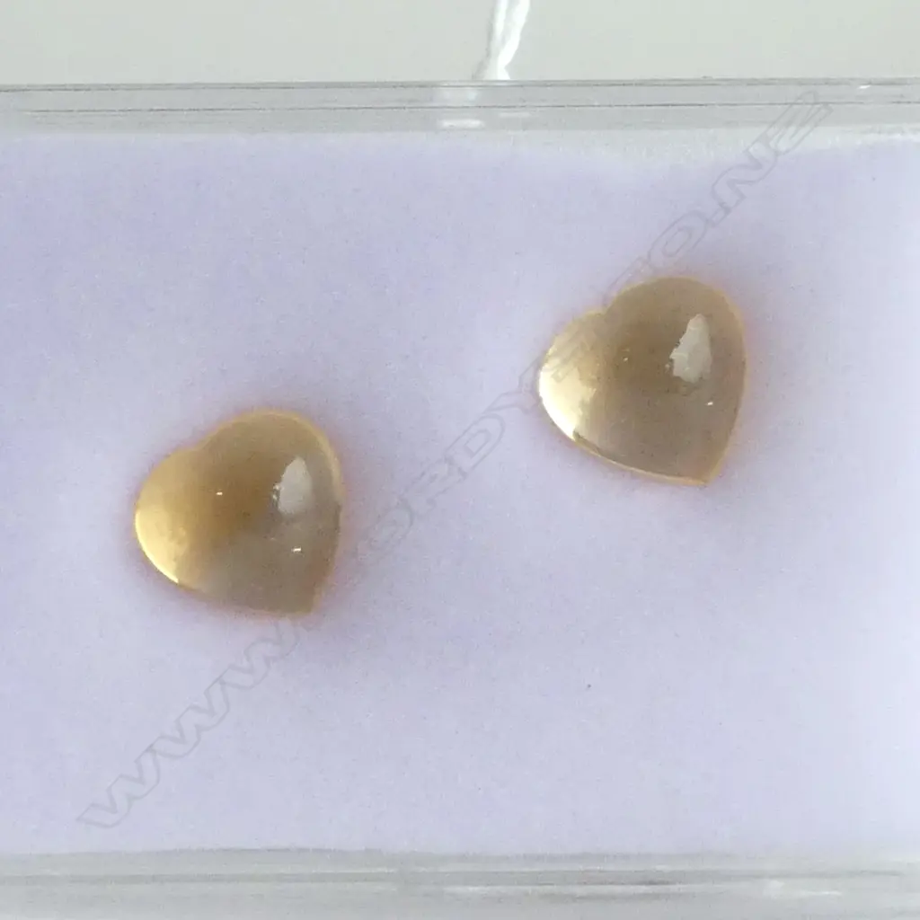 2 CITRINE HEART SHAPE CABOCHONS 9.17CT Image 1++