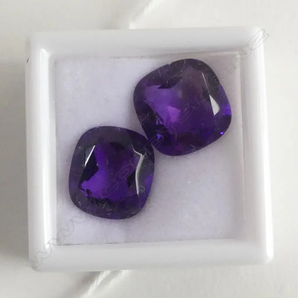 2 AMTHYST CUSHION CUT 9.1CT Image 1++