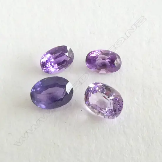 4 PURPLE SAPPHIRES, ALL w. CERT.