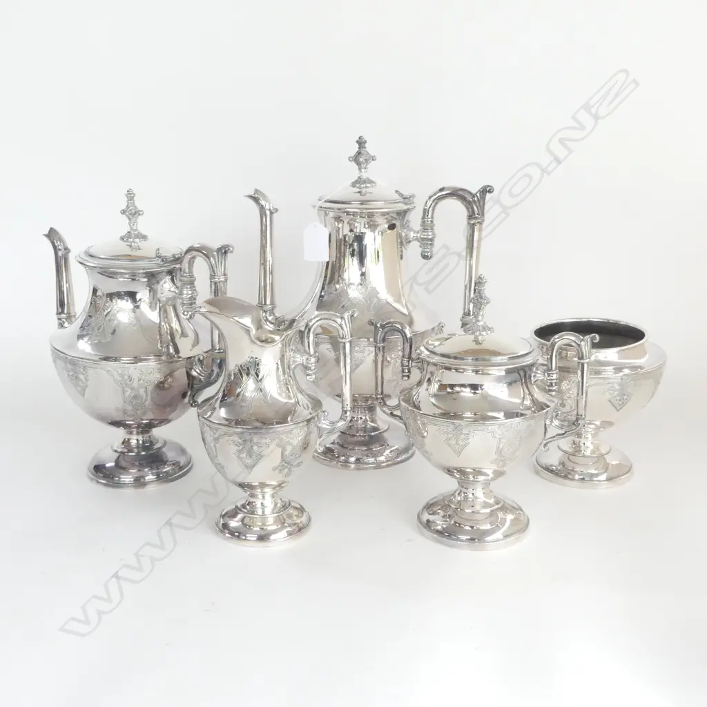 QUALITY 5 PCE EARLY 20thC SILVER PLATE TEA & COFFEE SET by Simpson Hall Millar & Co. Image 1++