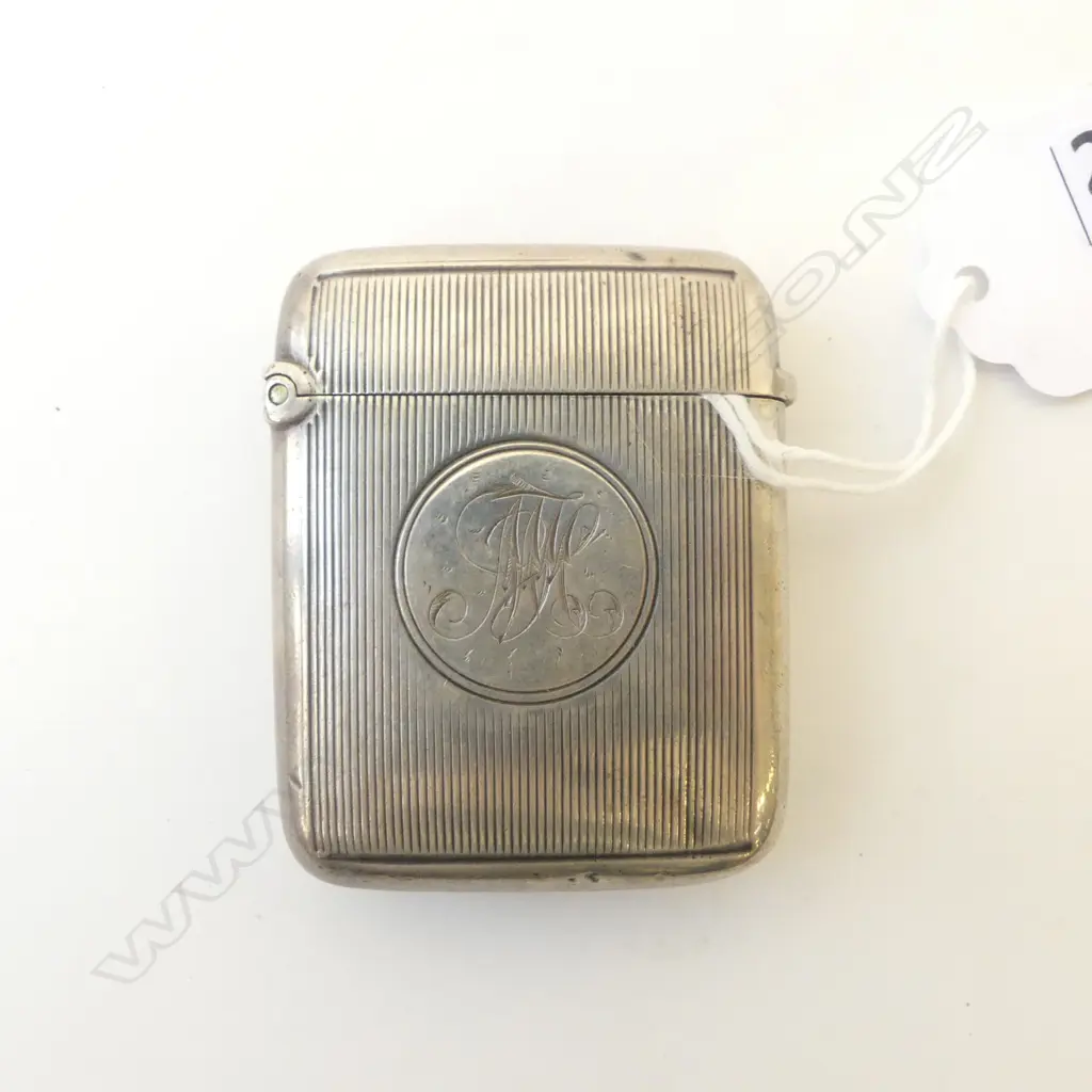 Birmingham 1876 LGE SILVER VESTA LINEAL MACHINE ENGRAVED  Image 1++