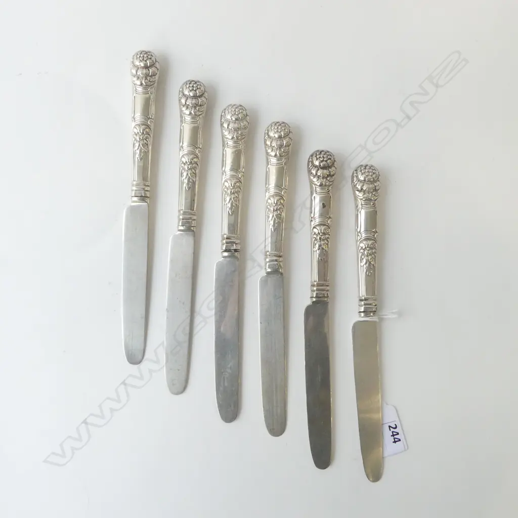 SET 6 SILVER GEORGE IV FRUIT KNIVES blades & handles silver Sheffield 1822. 293gms  Image 1++