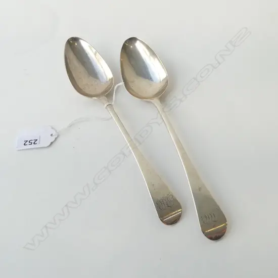 PR GEORGE III SILVER TABLE SPOONS Old English pattern London 1793 by George Smith (III) & William Fearn 124gms 