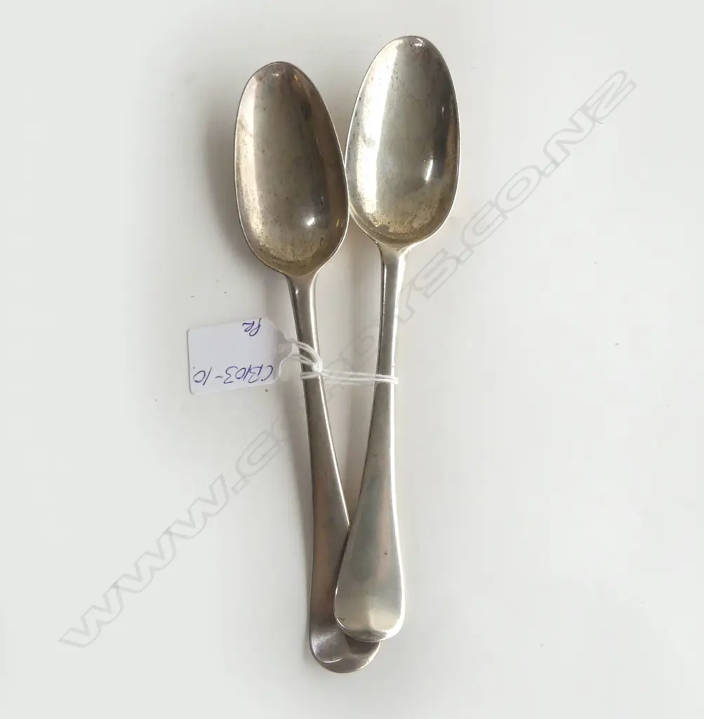PR EARLY GEORGE II SILVER BOTTOM MARKED HANOVERIAN TABLE SPOONS London 1736 160gms Image 1++