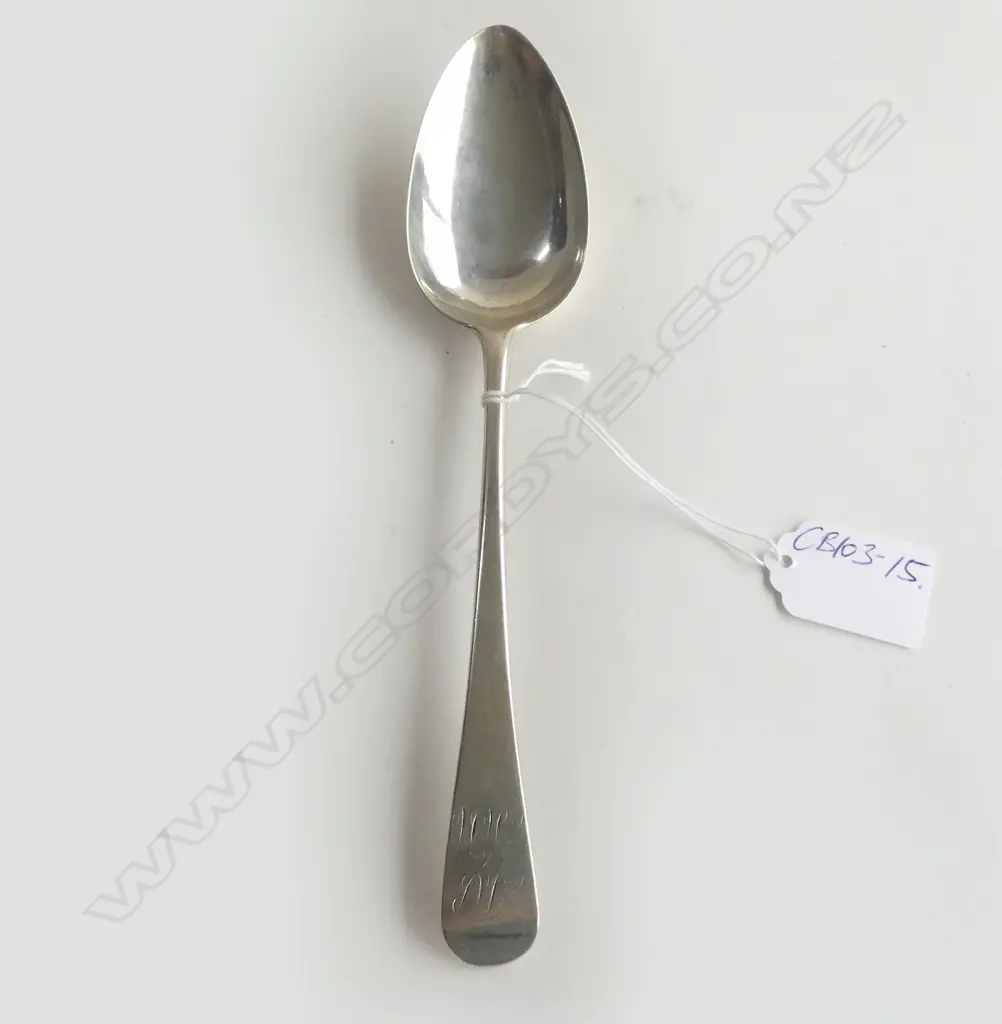 GEORGE III SILVER TABLE SPOON Old English pattern London 1790 by Charles Hougham 67gms   Image 1++