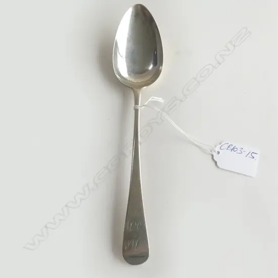 GEORGE III SILVER TABLE SPOON Old English pattern London 1790 by Charles Hougham 67gms  