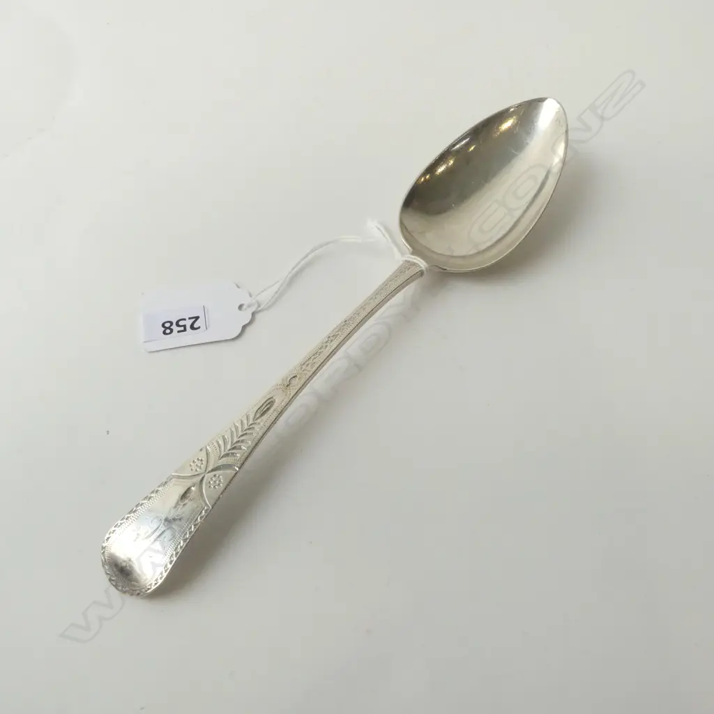 GEORGE III Exeter table spoon with bright cut decoration, 1805 by Richard Ferris gd cond. Image 1++