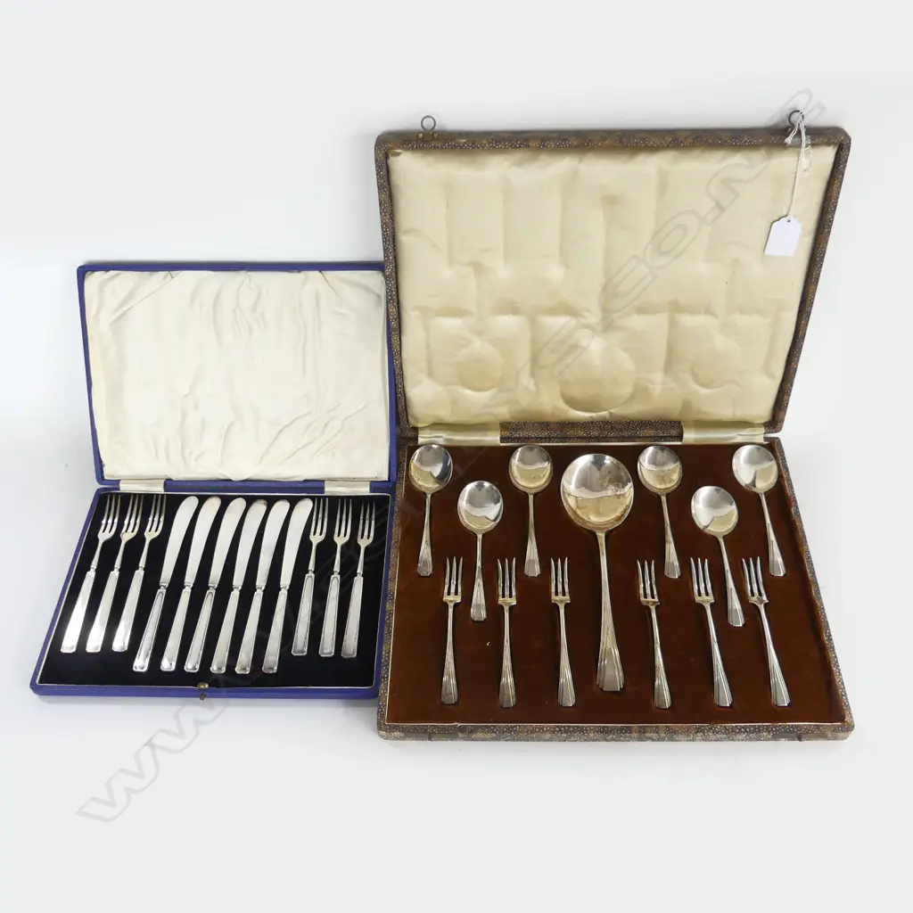 2 DECO SILVER PLATE CUTLERY SETS, CASED Image 1++