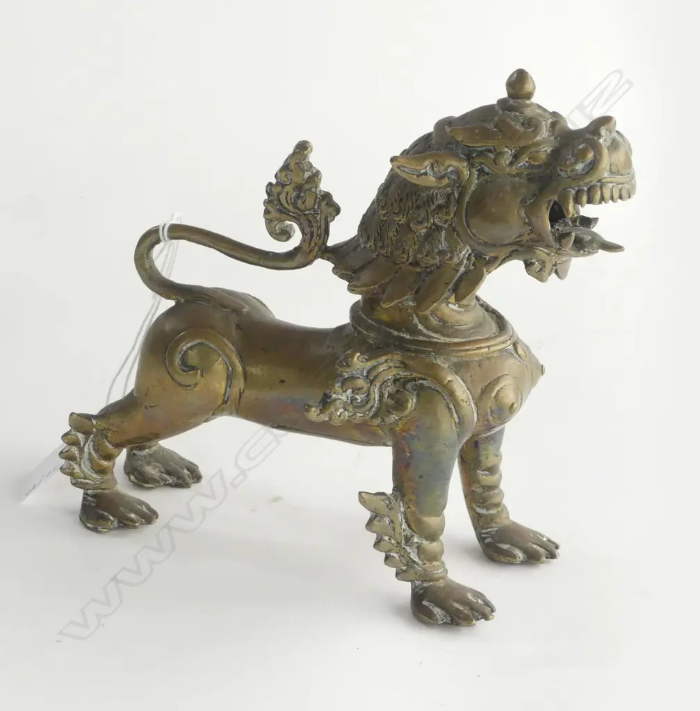 ORIENTAL BRASS TEMPLE DOG L.150mm Image 1++