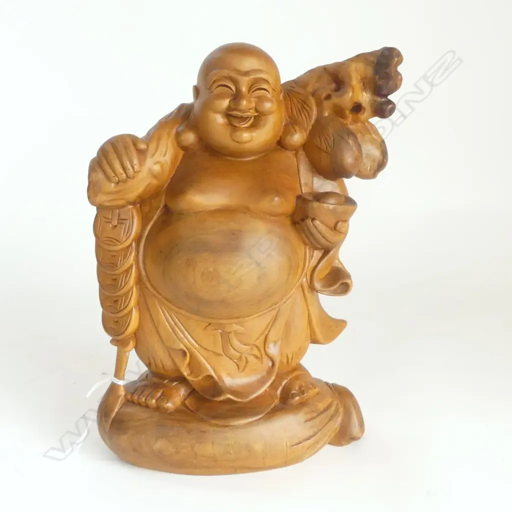 CARVED WOODEN ORIENTAL FIGURE H.260mm Image 1++