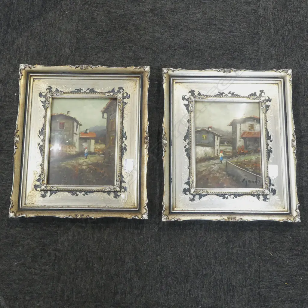 PR ITALIAN OILS VILLAGE SCENES SIGNED E GAUDIA H340 W340MM Image 1++