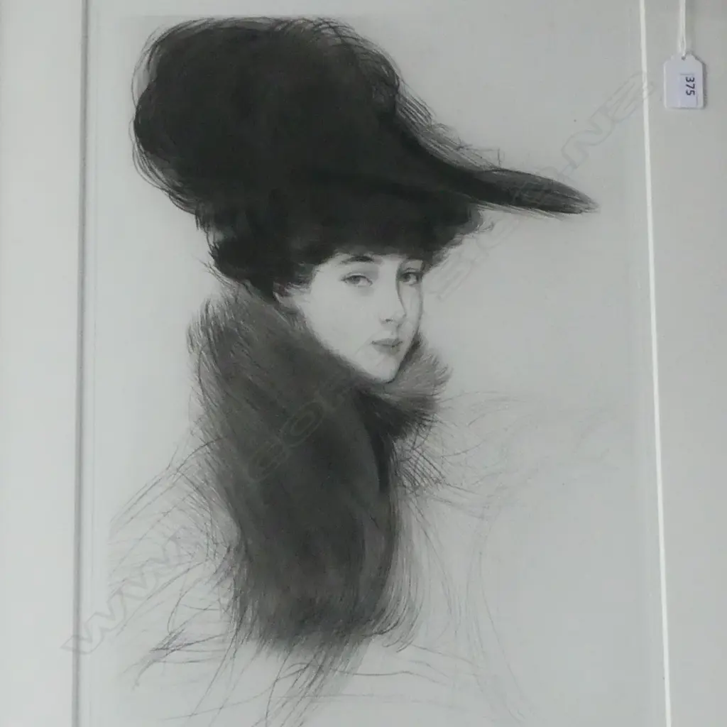 PAUL-CESAR HELLEU, CONSUELO VANDERBILT, DUCHESS OF MARLBOROUGH, ETCHING 560x350mm Image 1++