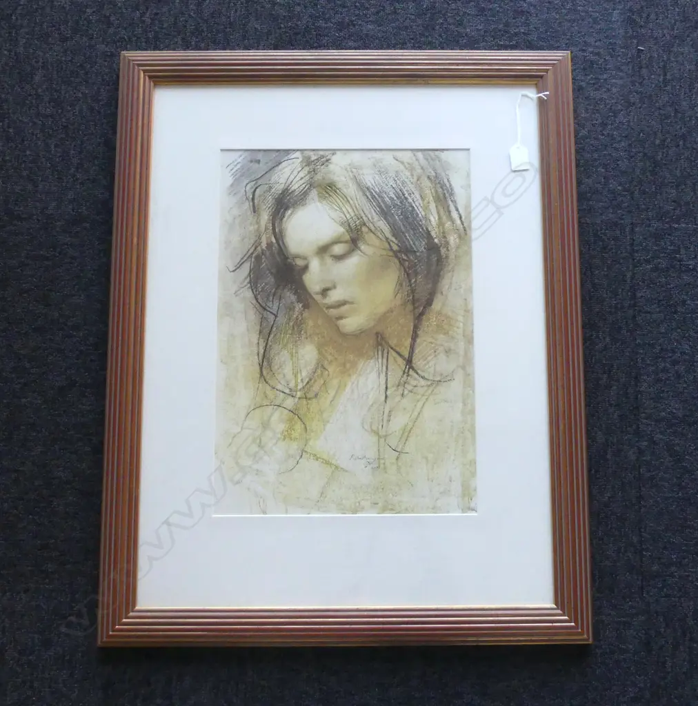 LARGE SIGNED PRINT PRETTY GIRL H820 L620MM Image 1++