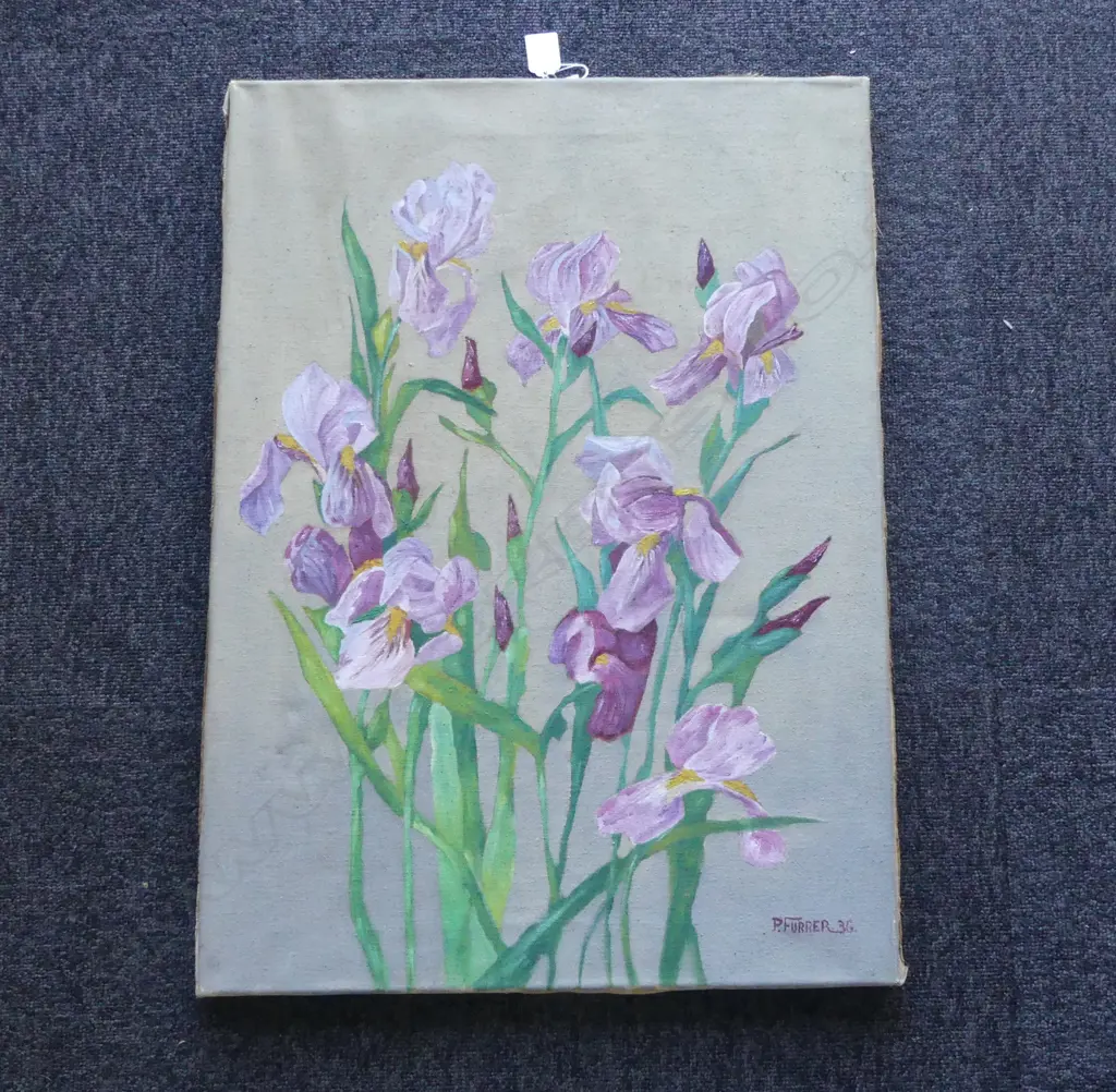 VINTAGE OIL ON CANVAS IRISIS SIGNED P FURRIER 1936 H680 L470MM Image 1++