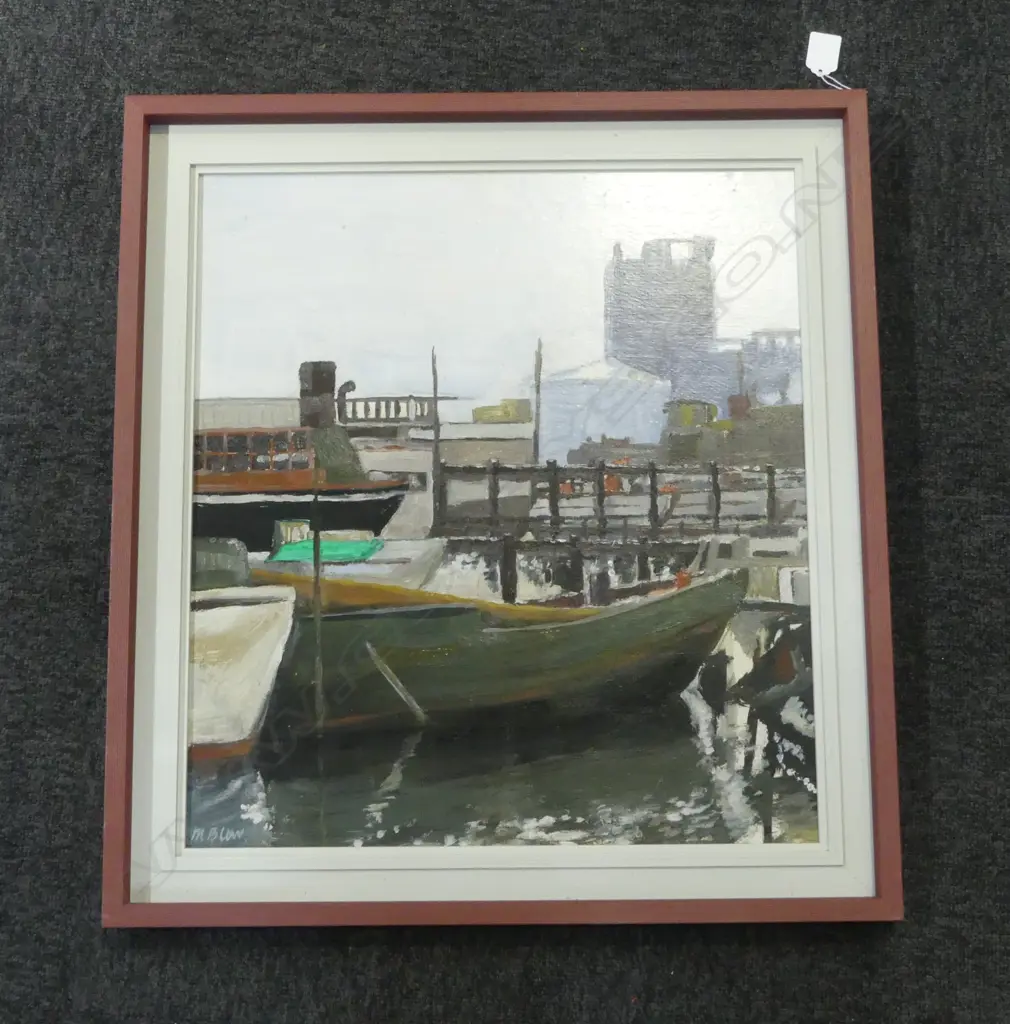 MICHAEL BLOW 'MORNING AT WHARVES (WESTHAVEN)' OIL ON BOARD 495x440mm Image 1++