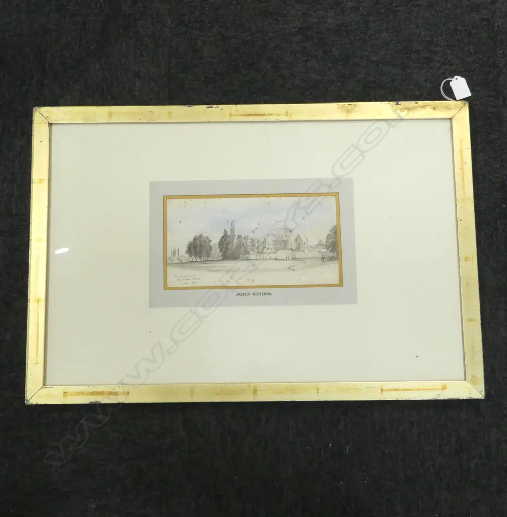 JOHN KINDER 'CHURCH OF THE CROSS, WINCHESTER, HUNTS. JUNE 1839' PENCIL SKETCH 130x245mm FOXING Image 1++
