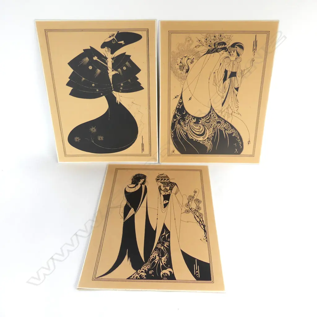 3 AUBREY BEARDSLEY PRINTS; THE BLACK CAPE, THE PEACOCK SKIRT, JOHN AND SALOME, 490 x 370mm Image 1++