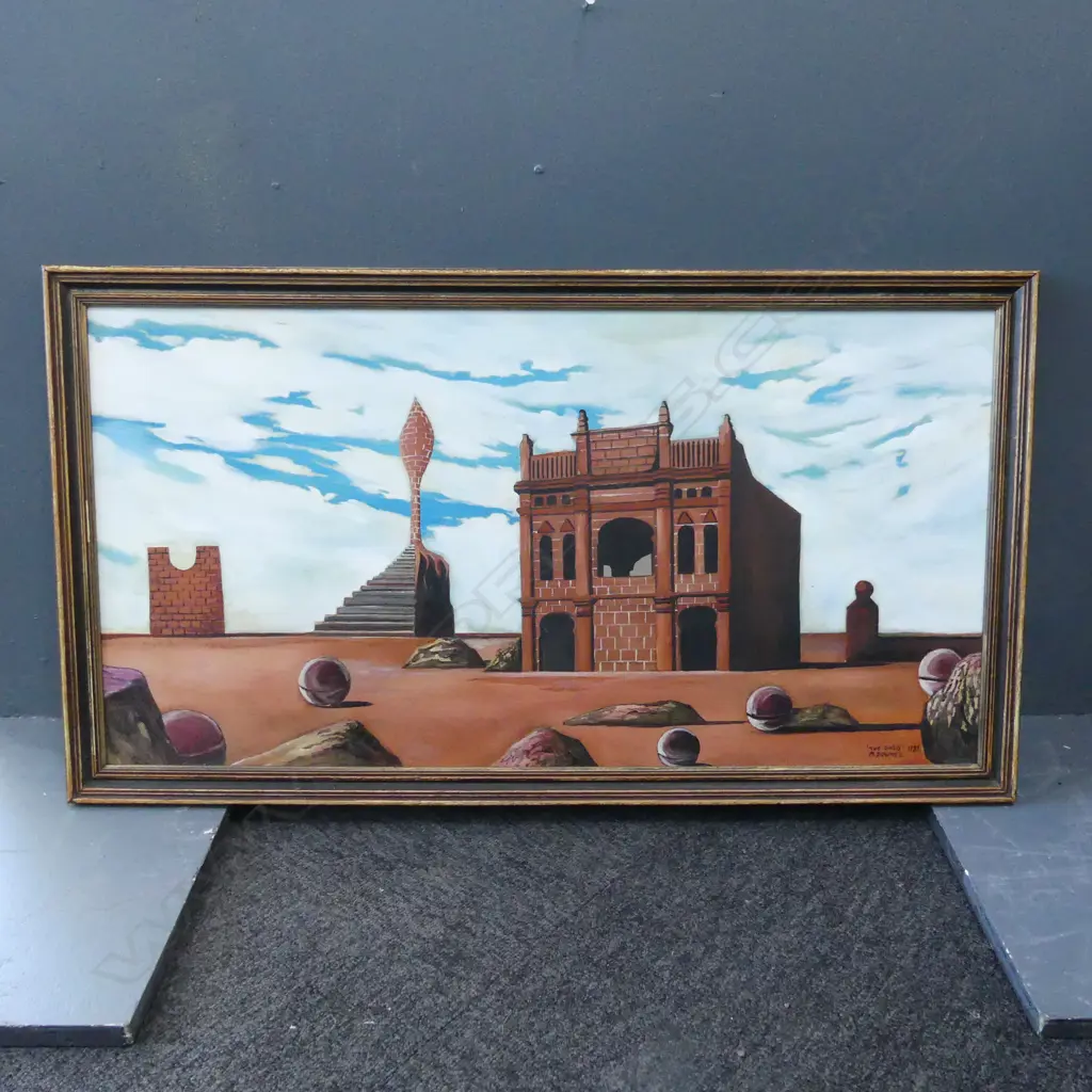 MICHAEL DOWNEY 'THE OASIS' ACRYLIC ON BOARD, 1982 385x745mm Image 1++