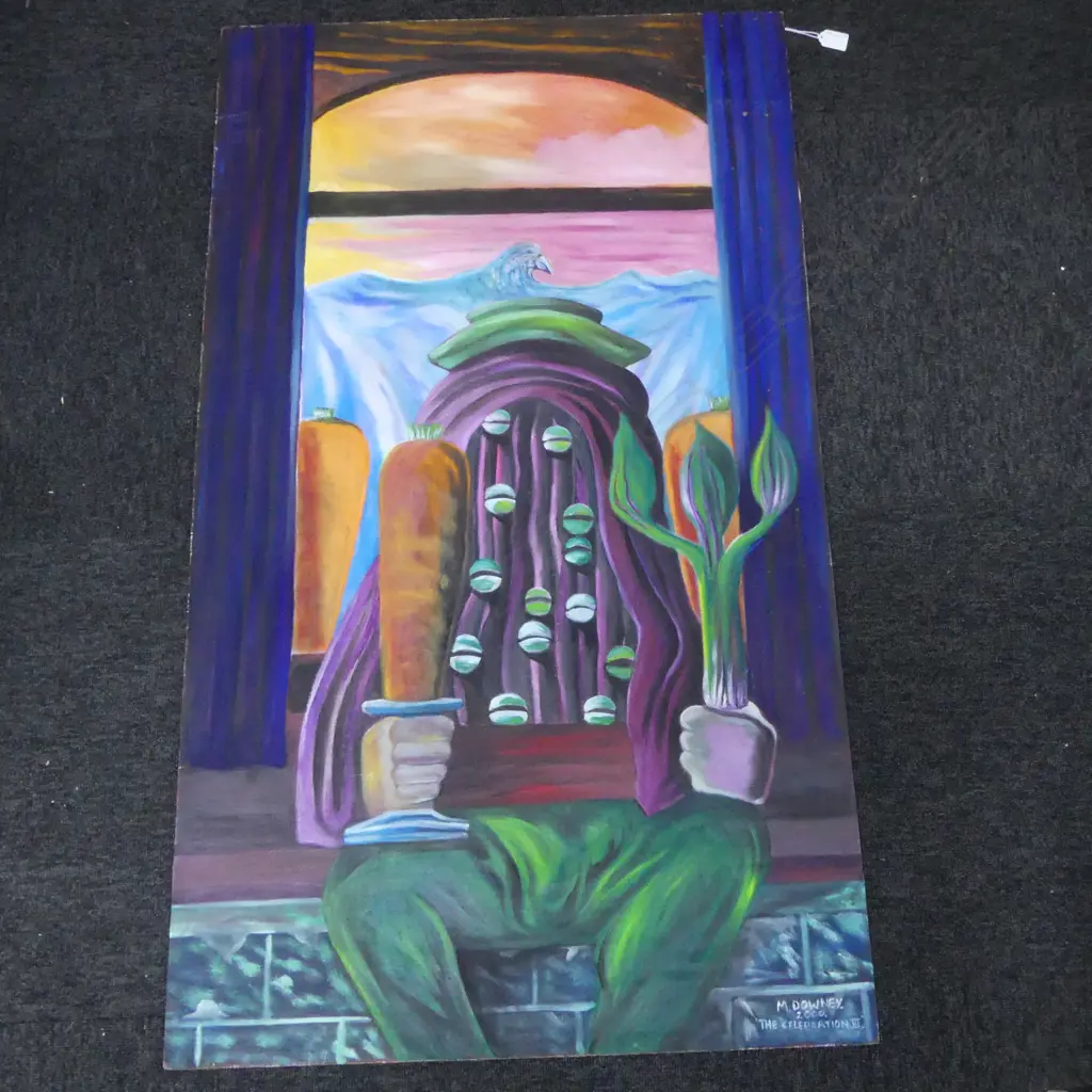 MICHAEL DOWNEY 'THE CELEBRATION III' ACRYLIC ON BOARD, 2000 1200x695mm Image 1++
