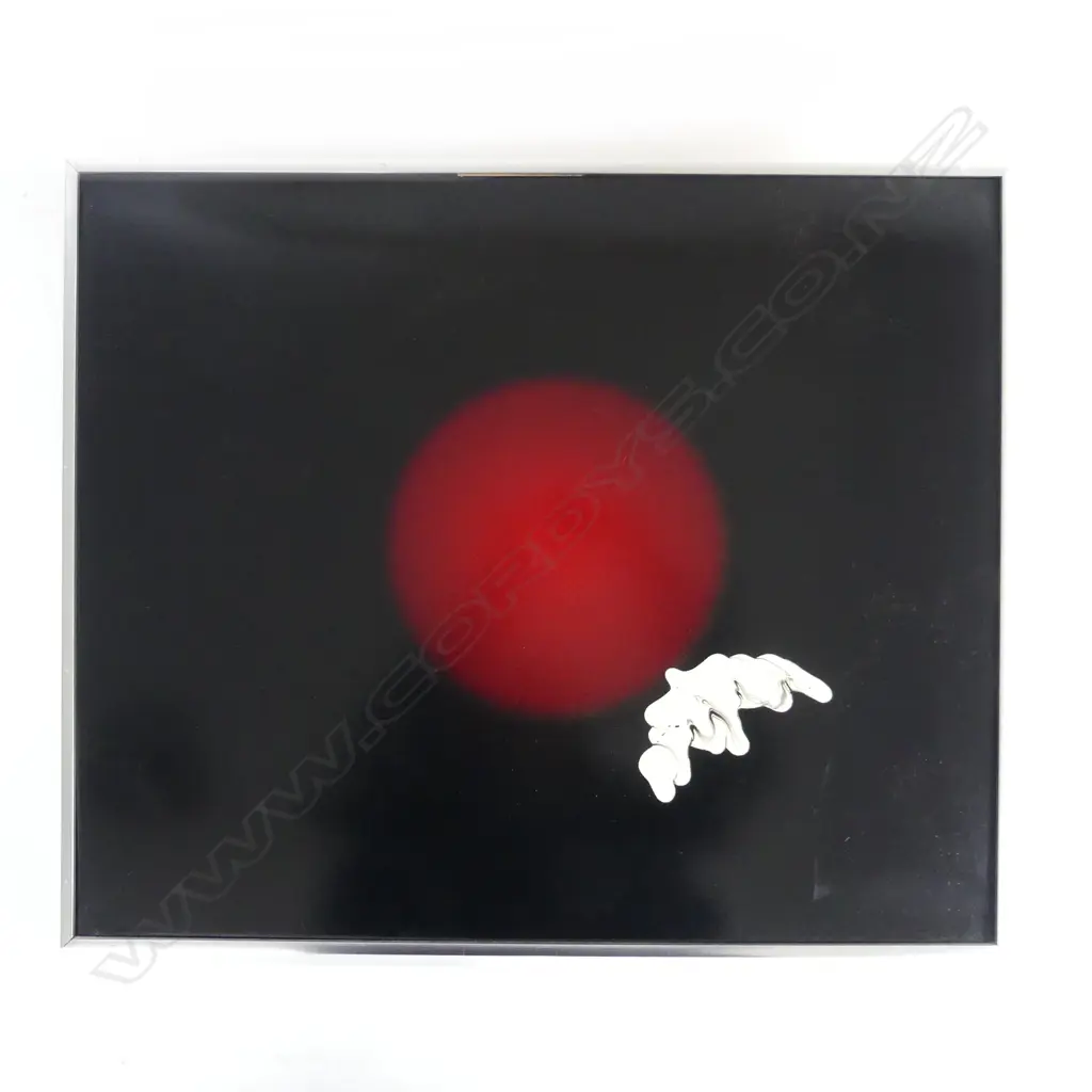 J J ROCHE 1977 ENAMEL MODERNIST PAINTING. Signed & dated verso 480 x 580mm Image 1++