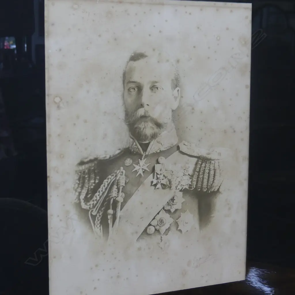 PR FRAMED PRINTED PHOTOS, PRINCE OF WALES (GEORGE V) & WIFE MARY. ORIGINAL SIGNATURES. 420x320mm Image 1++