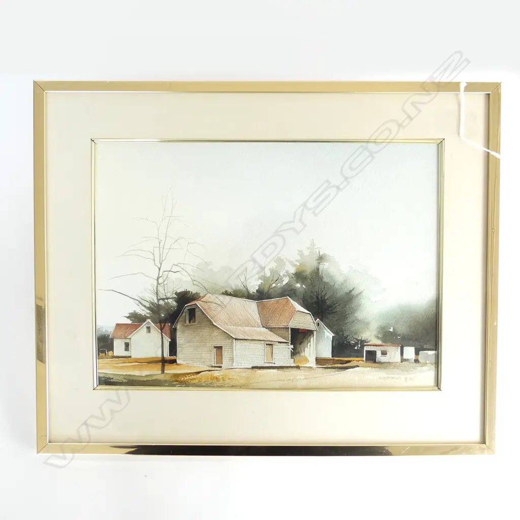 PHILIP MARKHAM 'FARM BUILDINGS, FOXTON', WC '85 250x350mm Image 1++