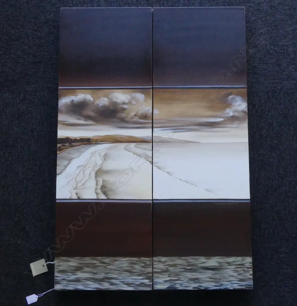 OIL ON BOARD DIPTIC COAST SCENE SIGNED SUZANNE WIGGINS H920 L300MM Image 1++