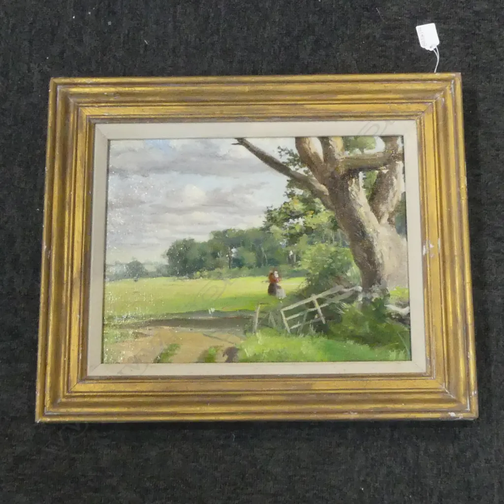 LANDSCAPE OIL ON BOARD, VERSO 'ROMA SAVAGE? PEMBROKE HOUSE, THE GREEN, RICHMOND' 275x365mm Image 1++
