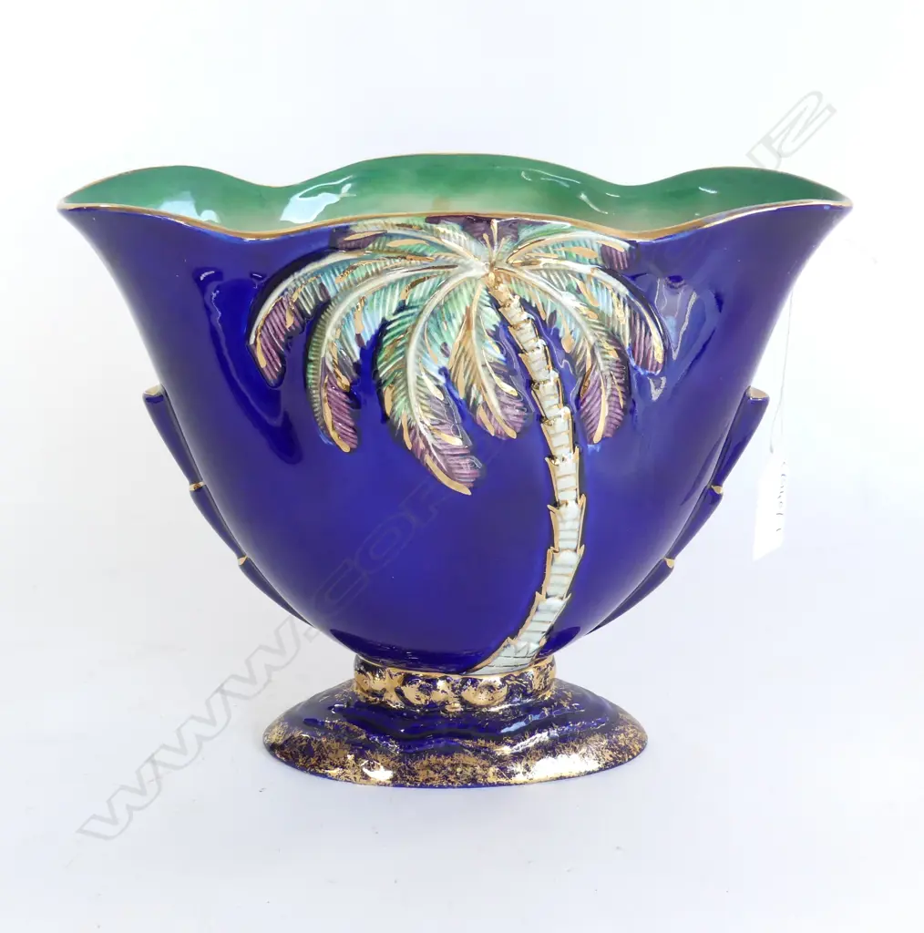 BESWICK PALM VASE, BLUE GLAZE #1065 H.210mm Image 1++