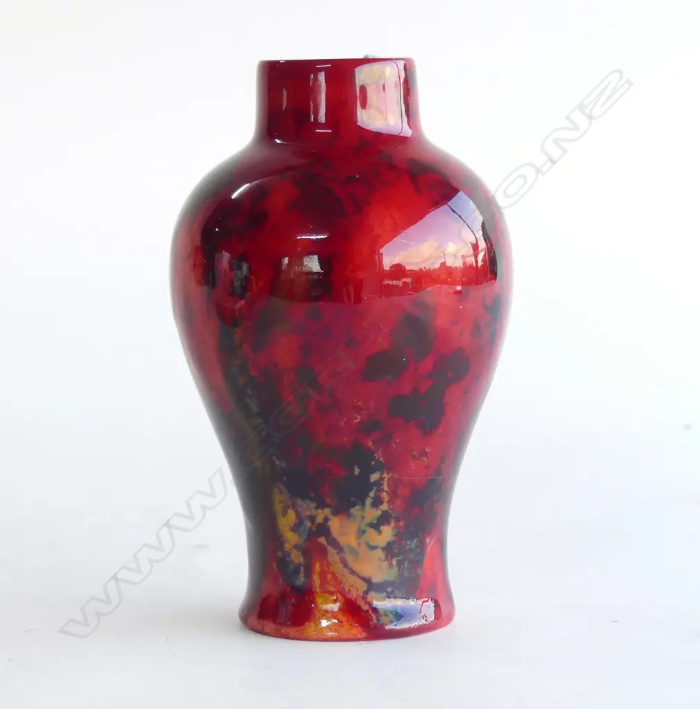 ROYAL DOULTON FLAMBE VASE H.145mm tiny chip to inside rim Image 1++