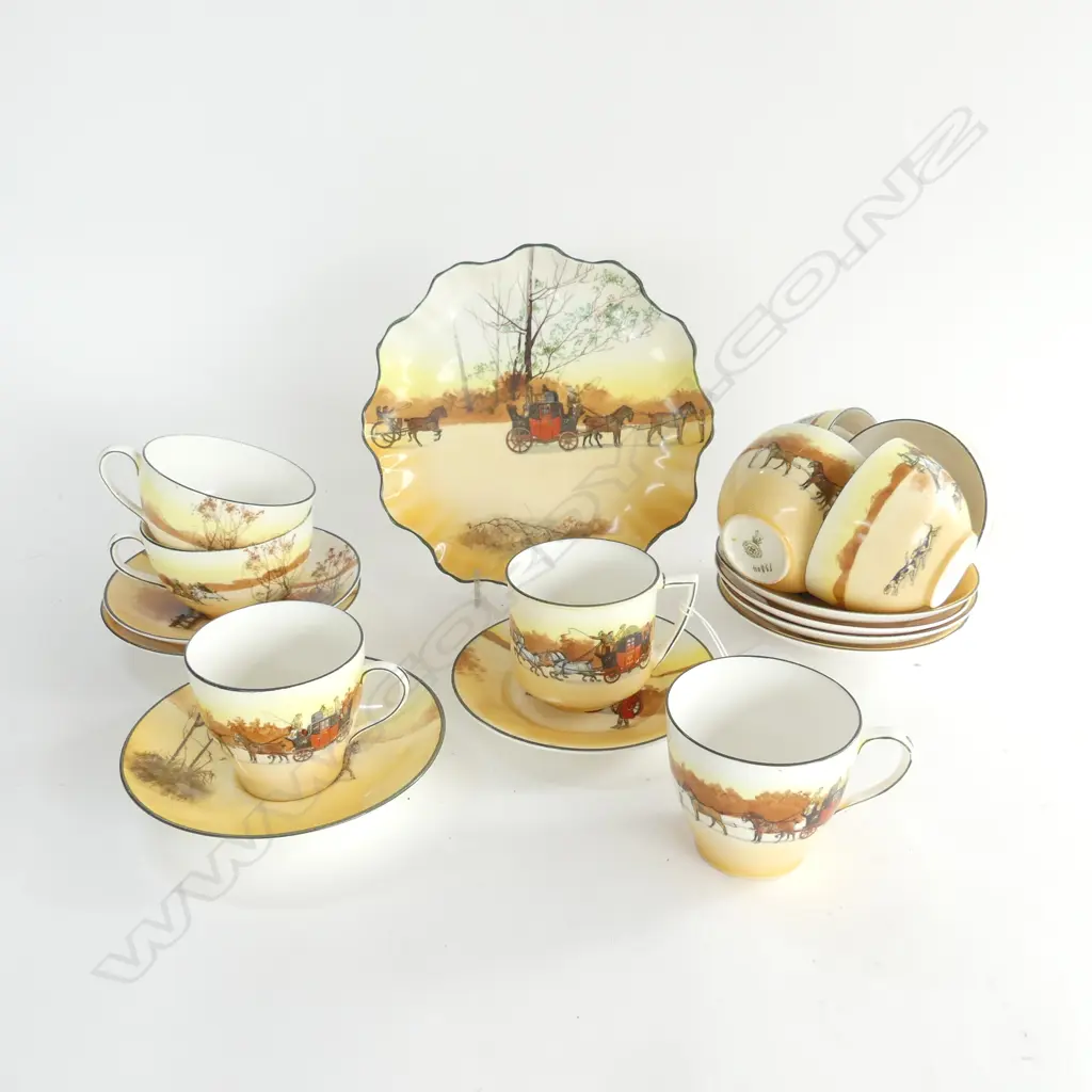 6 PCS ROYAL DOULTON 'COACHNG DAYS' C/S, 2 CUPS & 2 OTHER Image 1++
