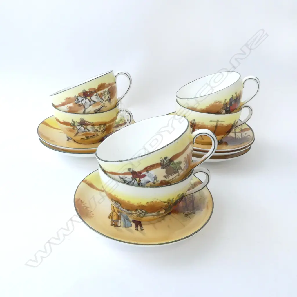 SET 6 ROYAL DOULTON 'COACHING DAYS' CUPS & SAUCERS Image 1++