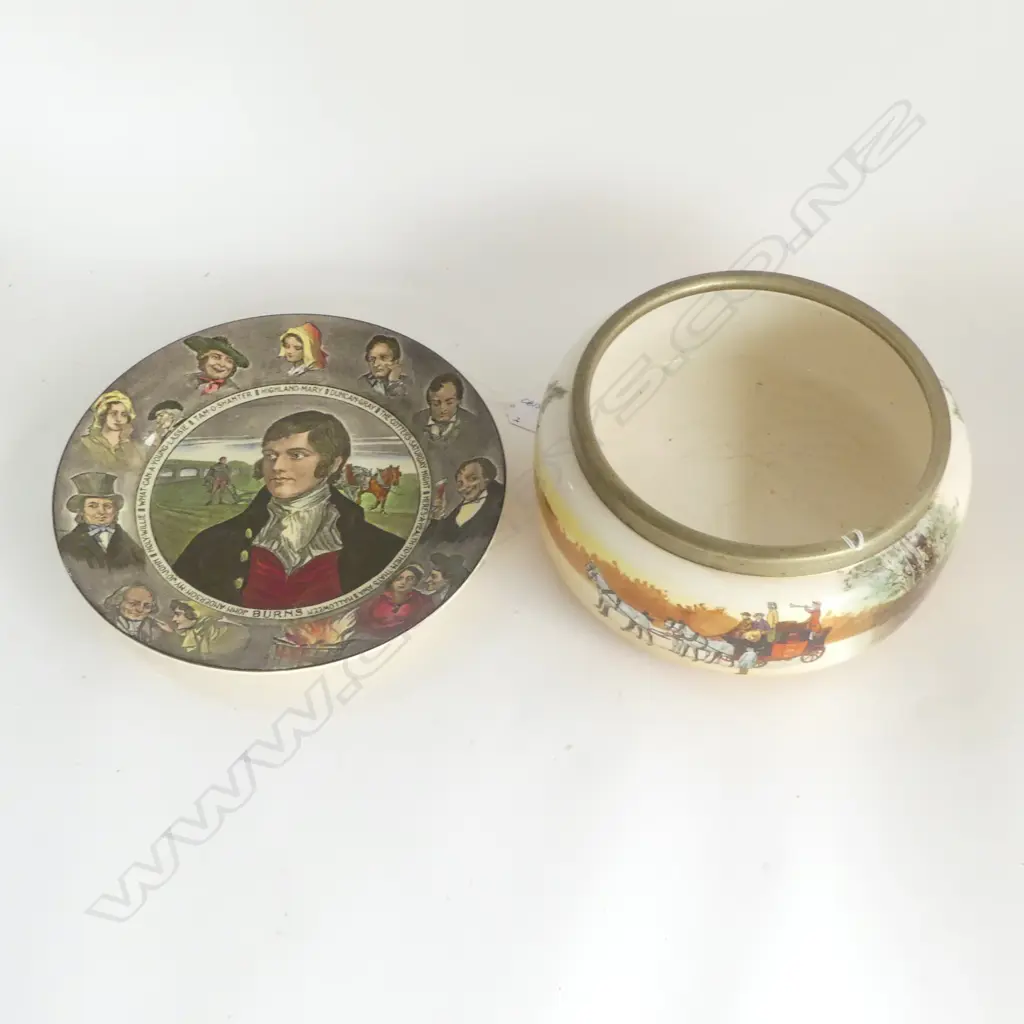 ROYAL DOULTON 'COACHING DAYS' LG RIMMED BOWL DIA.230mm (crazing inside) & CHARACTER PLATE DIA.260mm Image 1++