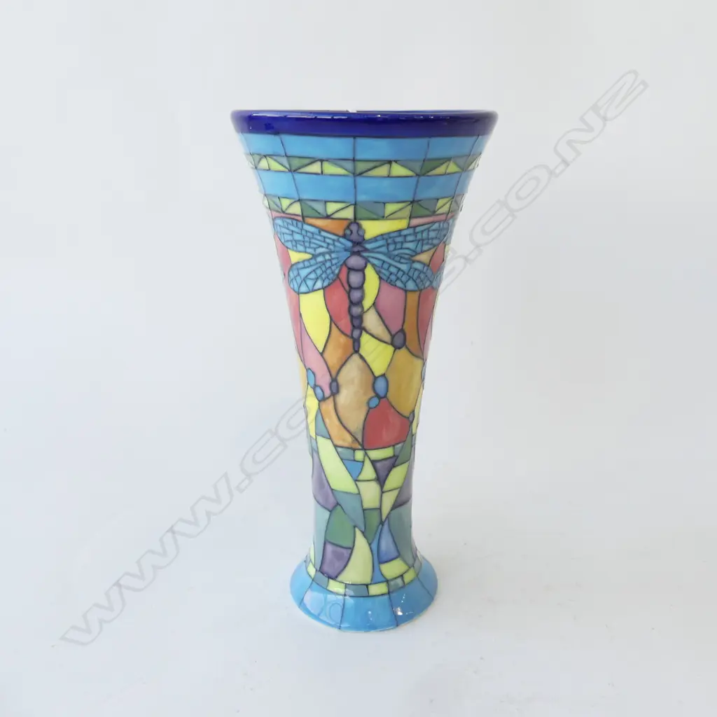 JEANNE MCDOUGALL HAND PAINTED TRUMPET VASE H200mm Image 1++