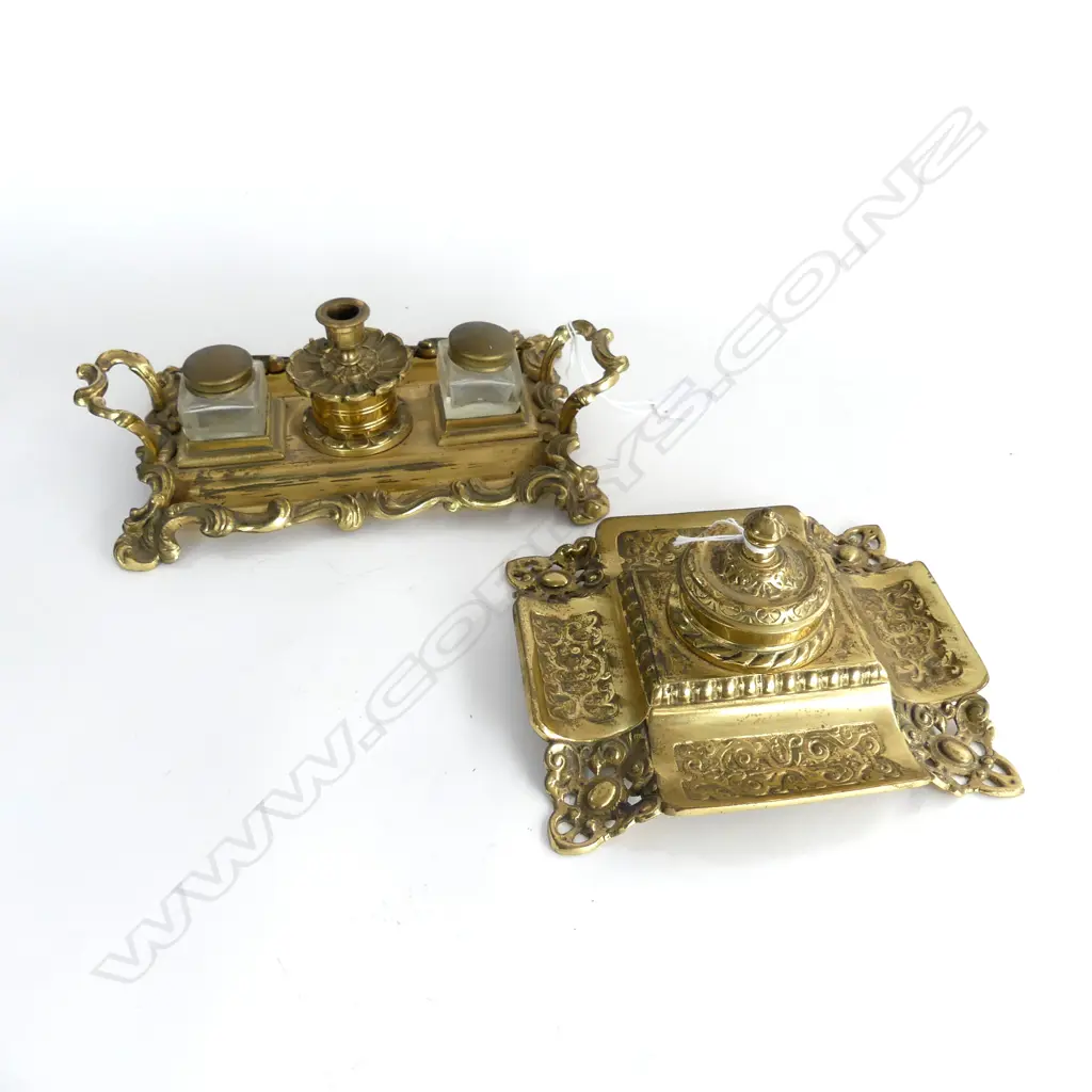 2 VICT BRASS INKSTANDS L260MM LONGEST Image 1++