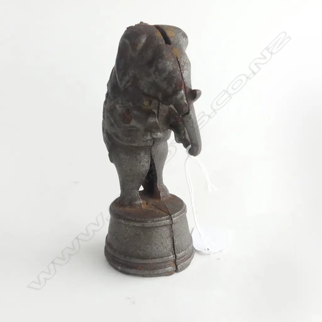 CAST IRON MONEY BANK, c.1900, AS CIRCUS ELEPHANT. H.140XW70mm Image 1++
