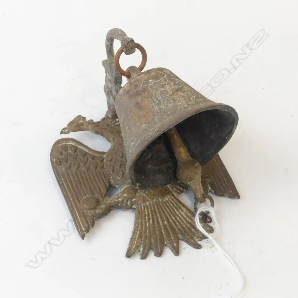 VINTAGE BRONZE IMPERIAL EAGLE DOORBELL H145mm Image 1++