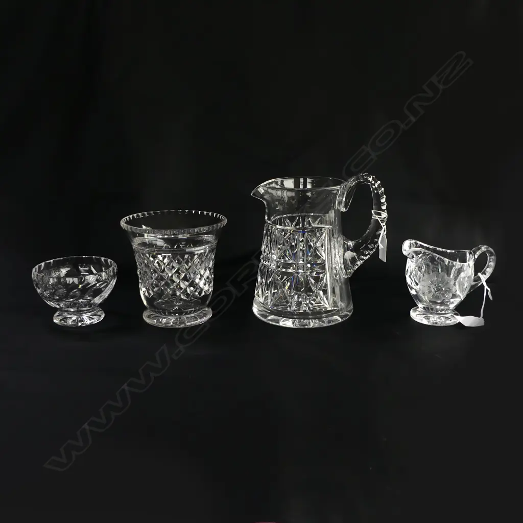 CRYSTAL JUG H180MM VASE 120 & C/SUGAR H120MM Image 1++