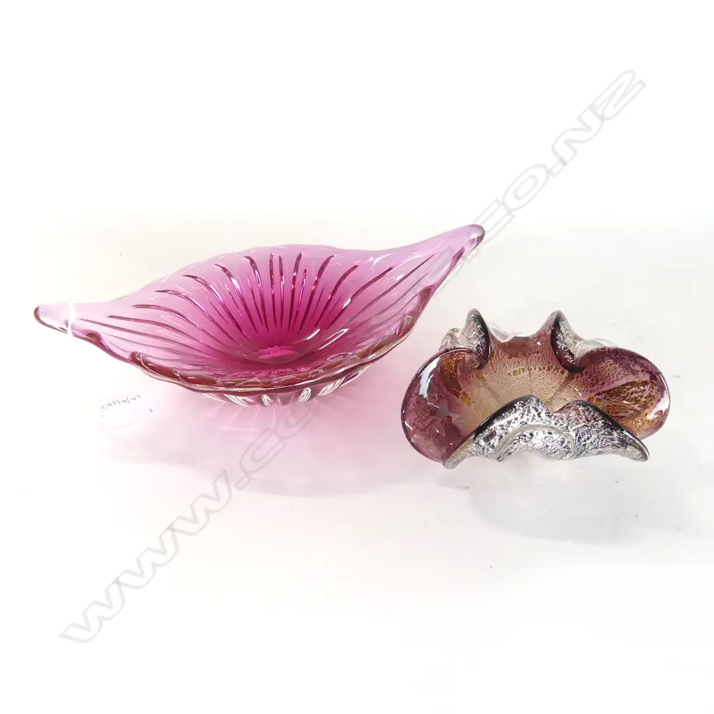 2 PCS ITALIAN RETRO GLASS BOWLS DIA 270 & 130MM Image 1++