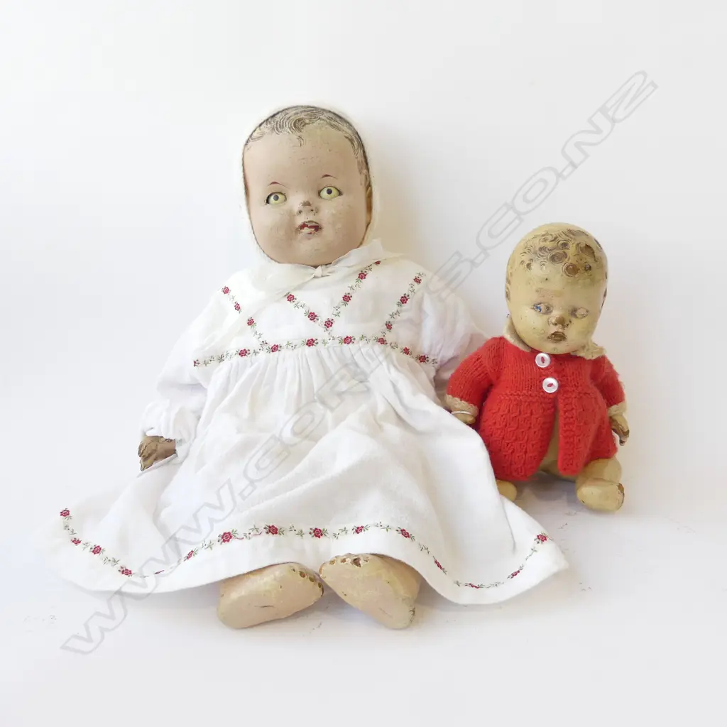 2 OLD COMPOSTION DOLLS L's.500 & 280mm Image 1++