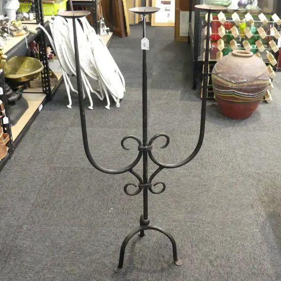 LG WROUGHT IRON CANDLESTICK, 3 PRONG H.925mm