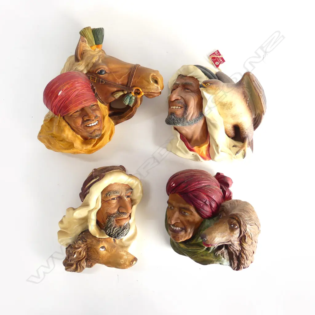 4 BOSSON HEADS; ARABS w. ANIMALS H.230mm Image 1++