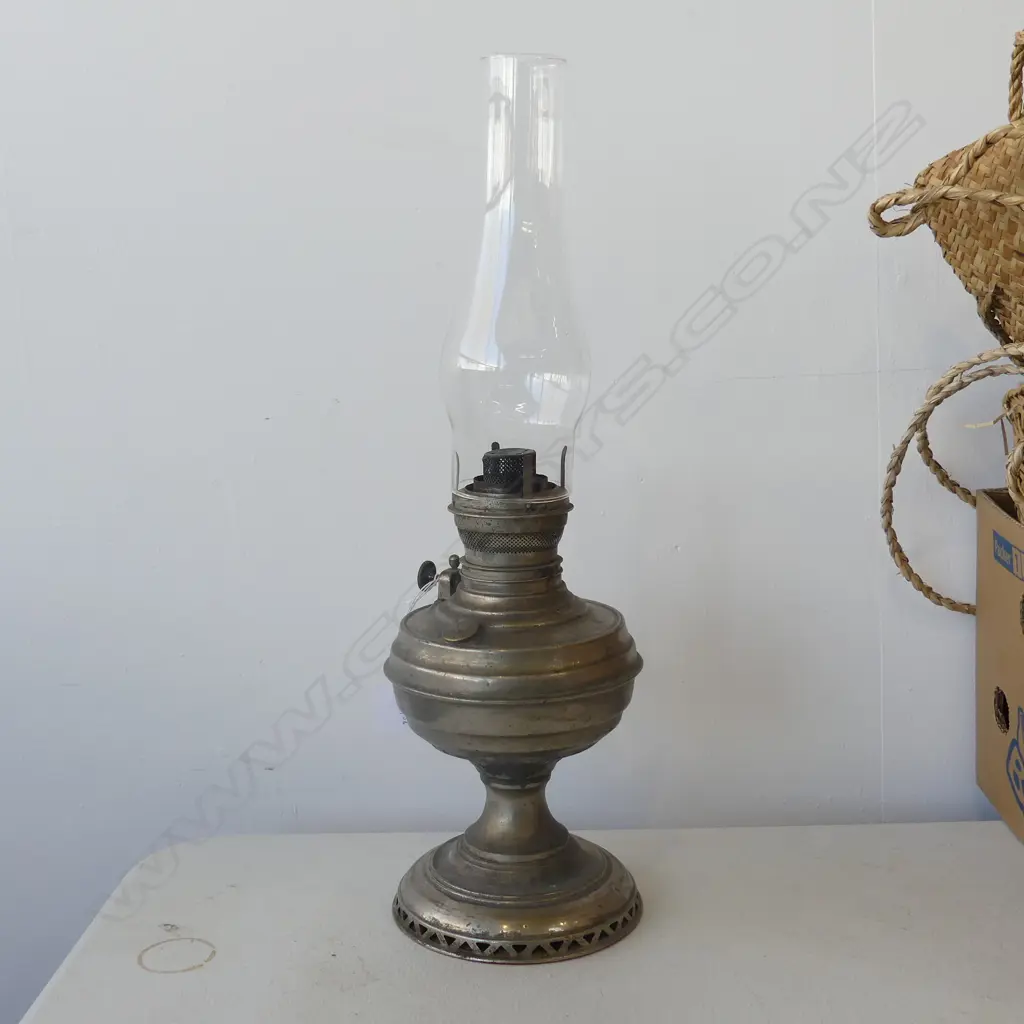 VINTAGE CHROMED TABLE KEROSENE LAMP H530MM Image 1++
