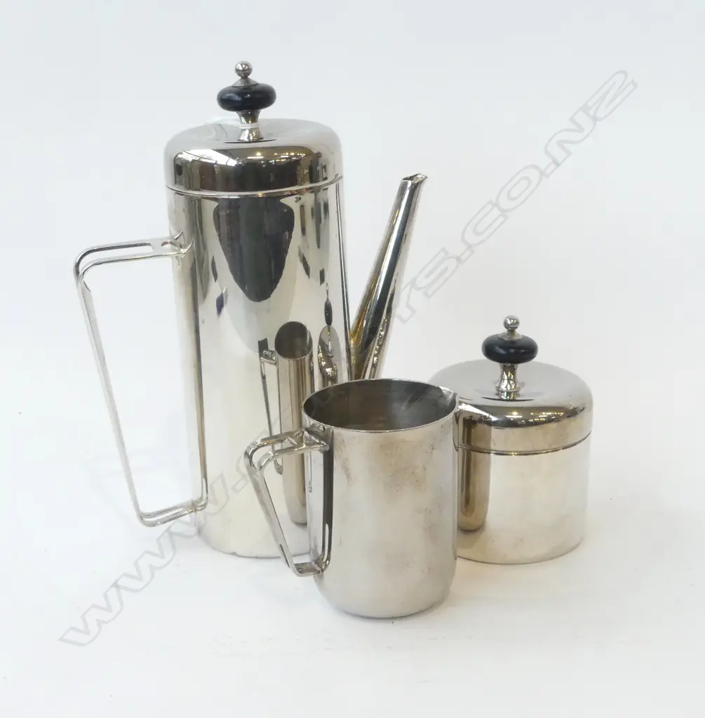 VINTAGE DESIGNER METAL JUG + CREAM & SUGAR COFFEE SET Image 1++