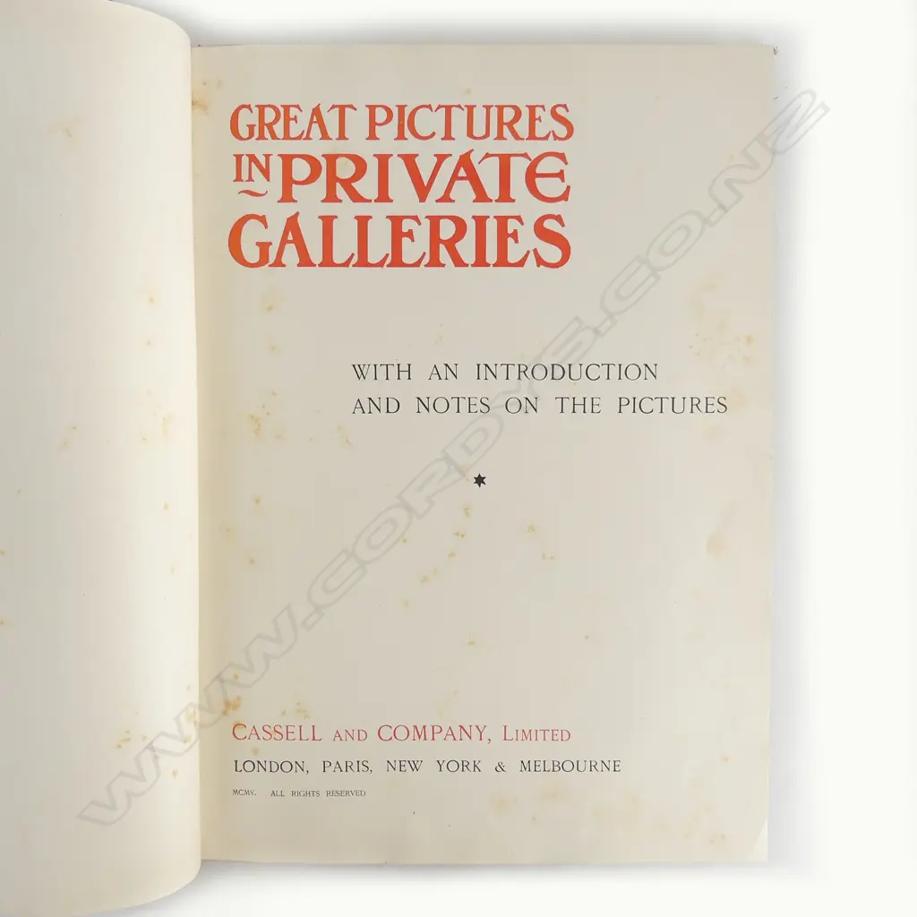 2 VOLS. 'GREAT PICTURES IN PRIVATE GALLERIES' CASSELL & Co. 1905  Image 1++