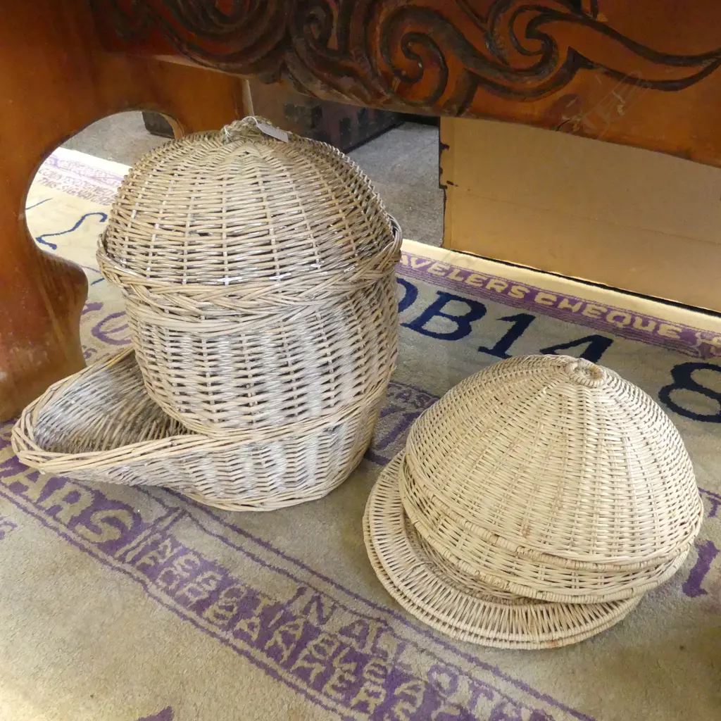 PR WOVEN CANE FOOD COVERS 320mm dia + POTATO BASKET H.450mm Image 1++