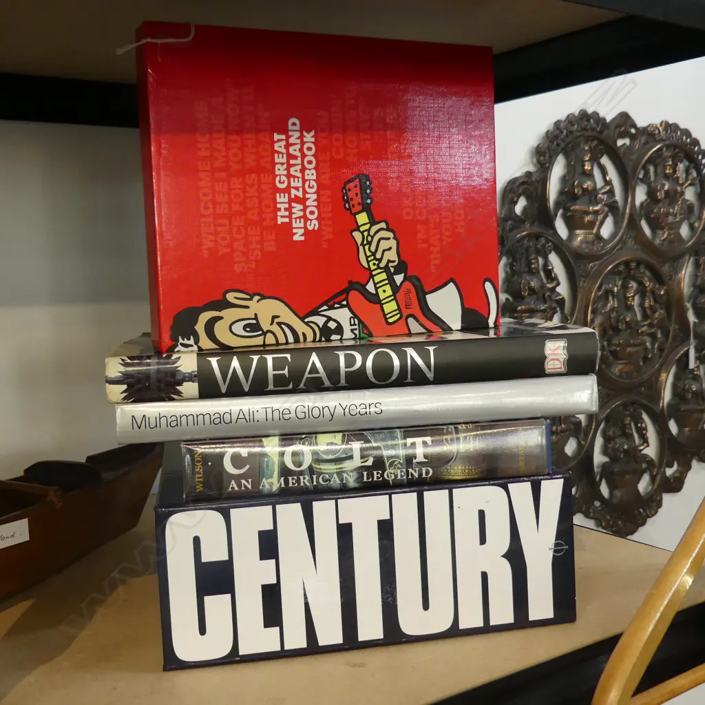 5 COFFEE TABLE BOOKS; NZ SONGBOOK, CENTURY, COLT (GUNS), WEAPON, MUHAMMAD ALI Image 1++