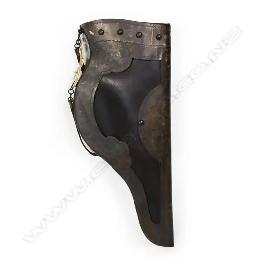 A Chinese/Mongolian Qing dynasty style leather and bronze bow case,