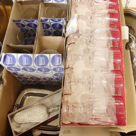 BOXED DRINKING GLASSES, TRAY ETC