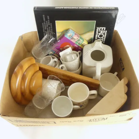 ASST. MONOGRAMMED / CROWN LYNN MUGS, SOVEREIGN WARE, EROTICA, ETC